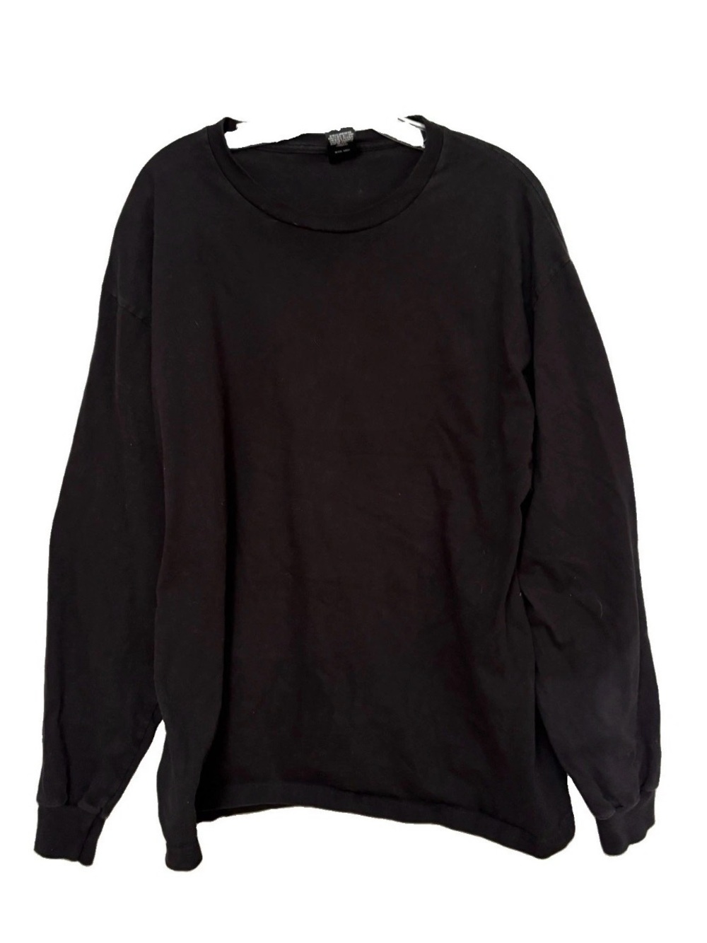 Hanes Beefy-T Men’s Long Sleeve T-Shirt Black XL US Grown Cotton Crew Neck Thick